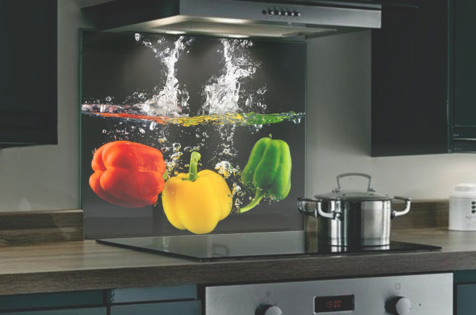 Kitchen Fruit Hob Glass Splashback