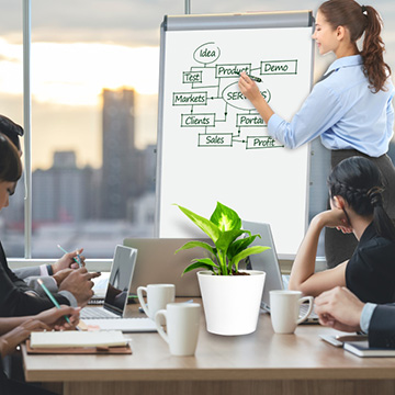 Group of Employees Brainstorming on Flipchart