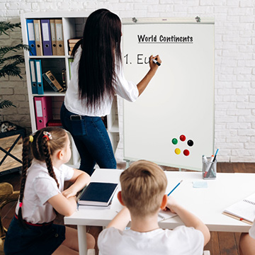 Teacher Using a Flipchart